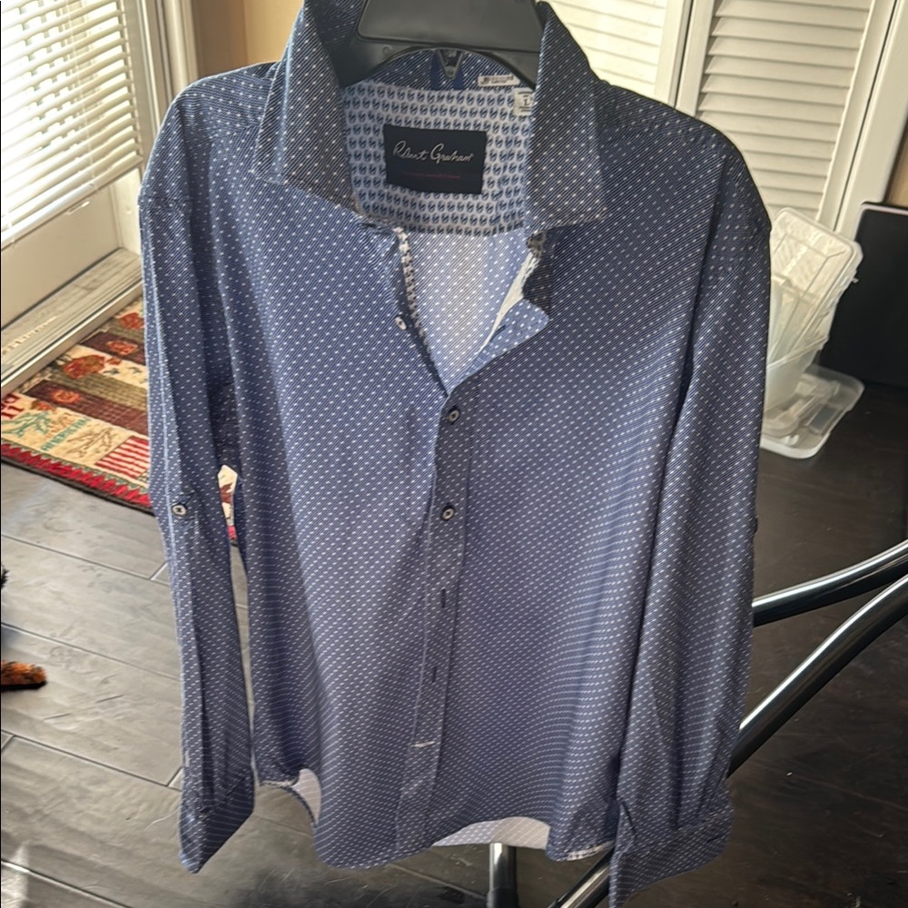 Robert Graham Men's Blue Patterned Shirt